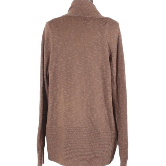 Kenneth Cole Rib Knit‎ Detailed Burnout Marbled Open Duster Cardigan Taupe Sz S - Picture 6 of 8